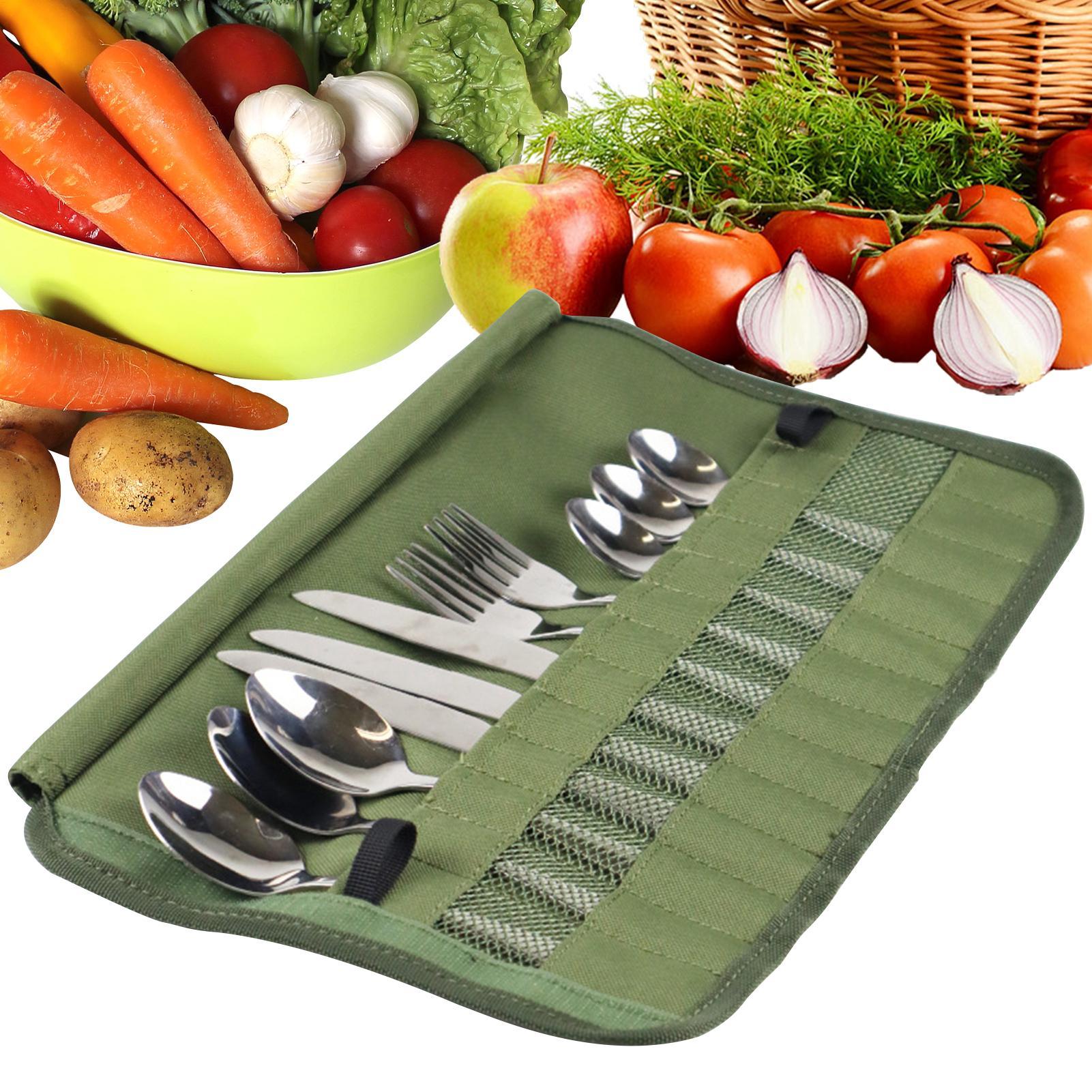 Camping Cooking Utensil Holder - Camping Tableware Roll Bag Kitchen Cooking