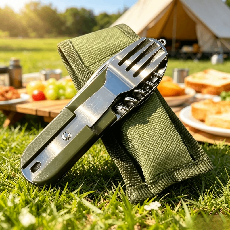 Camping Cooking And Cutlery Set - Stainless Steel 7 in 1 Camping