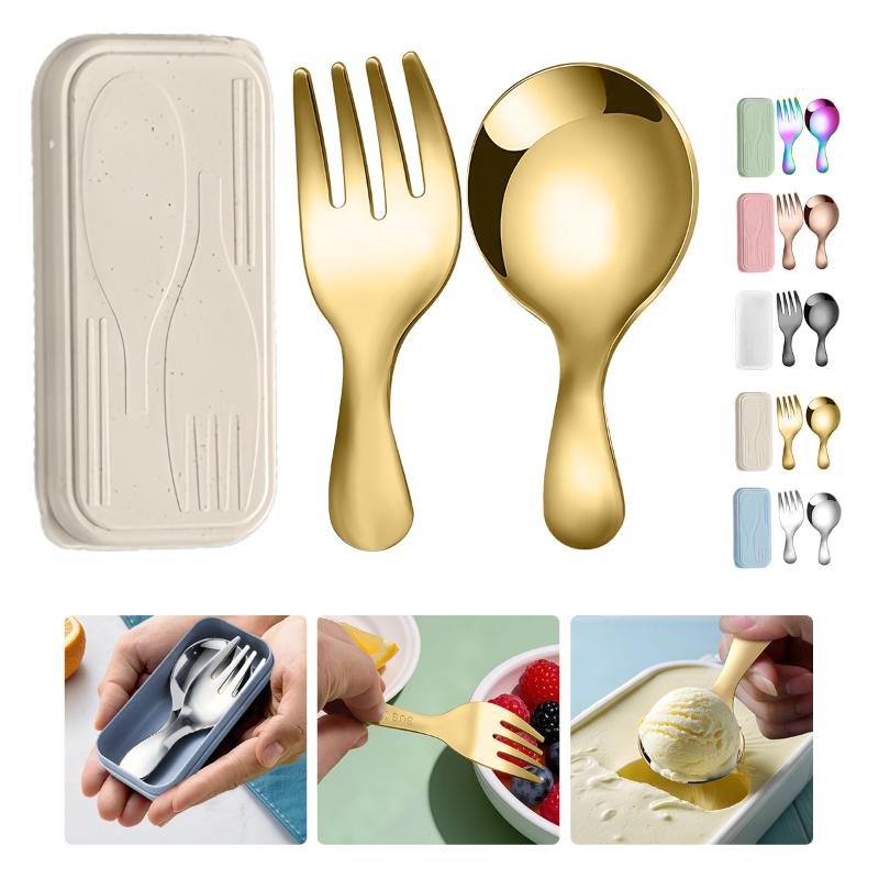 Camping Cooking And Cutlery Set - Stainless Steel Tableware Set Spoon Fork