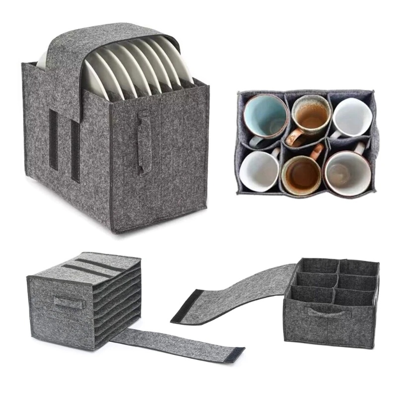 Camping Cooking Utensil Holder - 1pc Felt Plate Dish Cup Storage