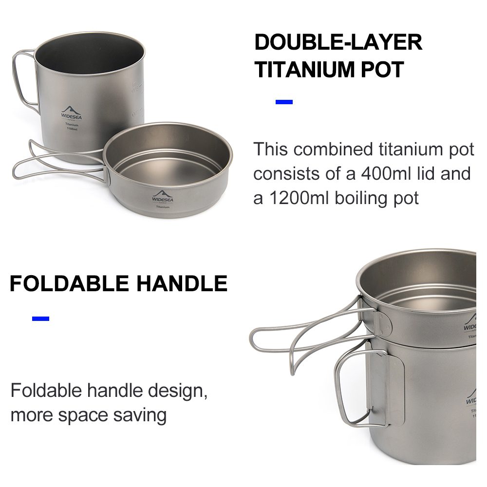 Widesea Ultralight Titanium Ca - Camping Cooking Pan Set recension och pris