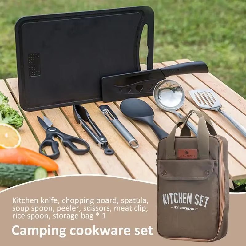 8pcs Camping Kitchen Cookware  - Camping Cooking And Cutlery Set recension och pris