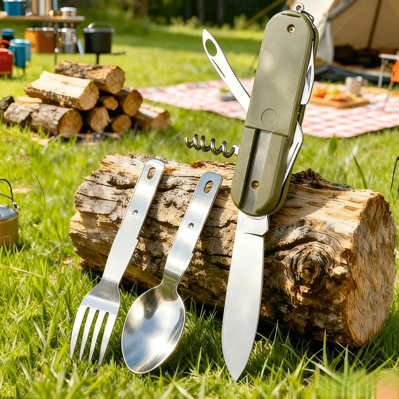 Stainless Steel 7 in 1 Camping - Camping Cooking And Cutlery Set recension och pris