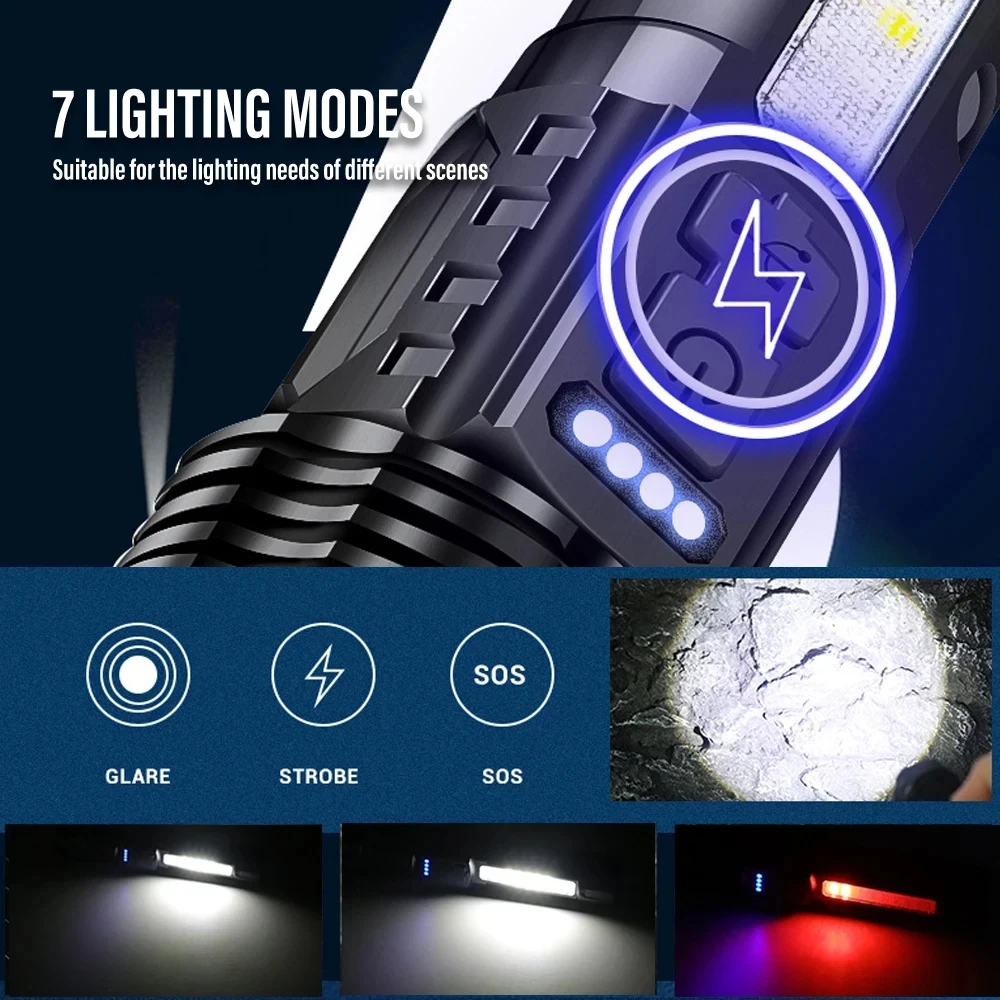 Powerful XHP50 LED Flashlight  - Camping Cooking Fish recension och pris