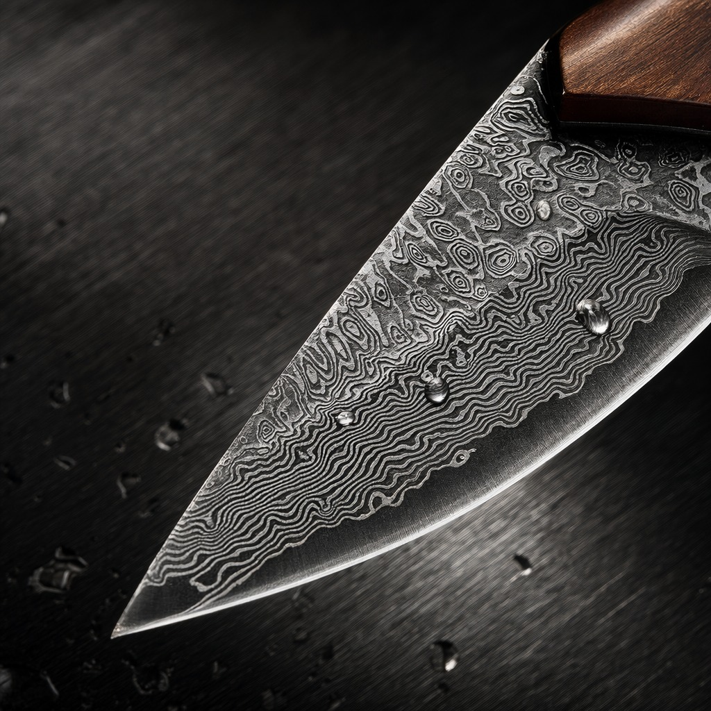 Damascus Steel Kitchen Utility - Camping Cooking Knife With Sheath recension och pris