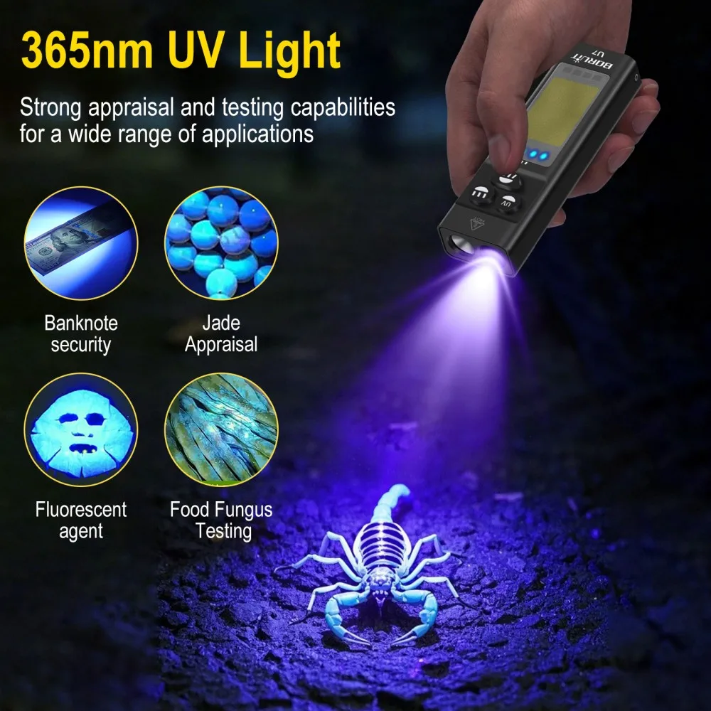 BORUiT U7 UV LED EDC Flashligh - Camping Cooking Fish recension och pris