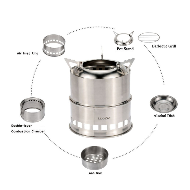 Lixada Stainless Steel Wood St - Camping Cooking Grate recension och pris