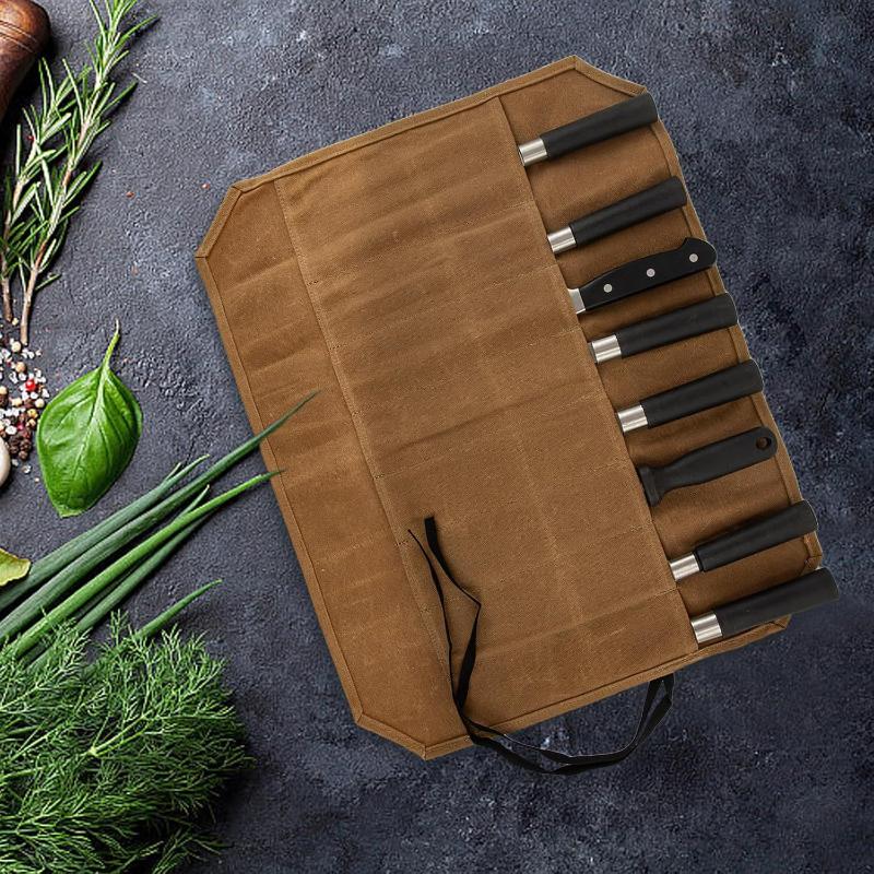 Waxed Canvas Chef Knife Roll M - Camping Cooking Utensil Holder recension och pris