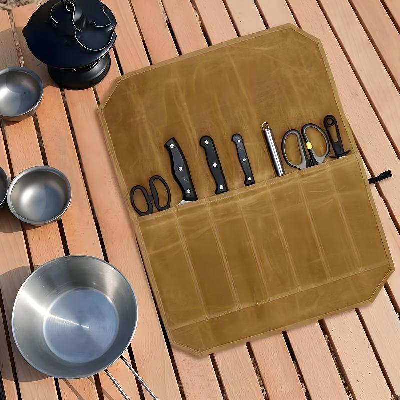 Waxed Canvas Chef Knife Roll M - Camping Cooking Utensil Holder recension och pris