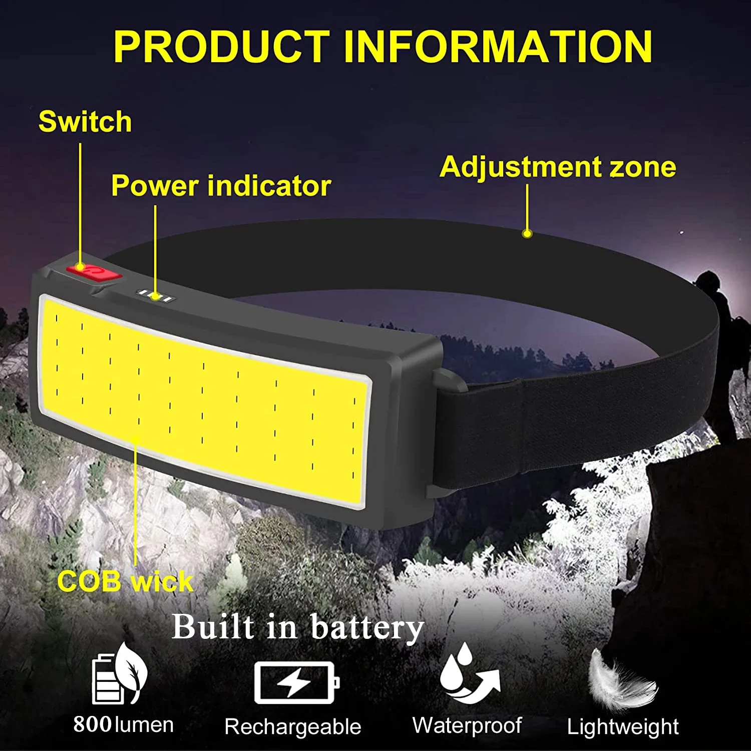 COB Portable LED Headlights Ou - Camping Cooking Fish recension och pris