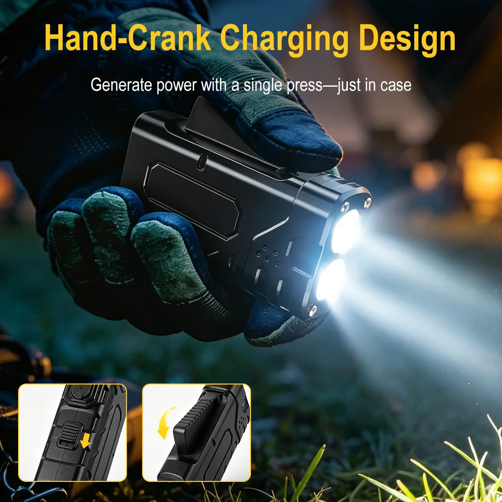 BORUIiT Hand Crank EDC LED Fla - Camping Cooking Fish recension och pris