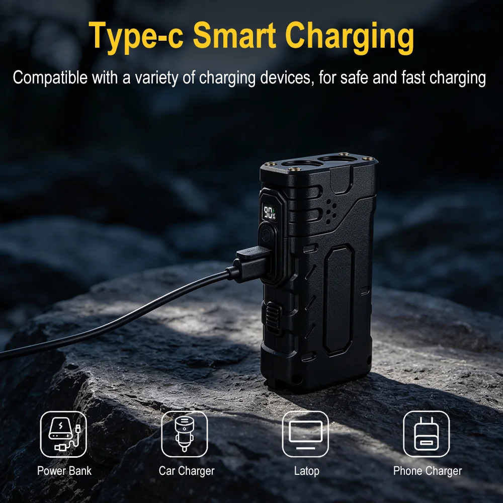 BORUIiT Hand Crank EDC LED Fla - Camping Cooking Fish recension och pris