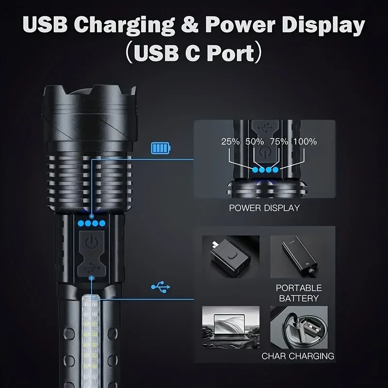 Powerful XHP50 LED Flashlight  - Camping Cooking Fish recension och pris