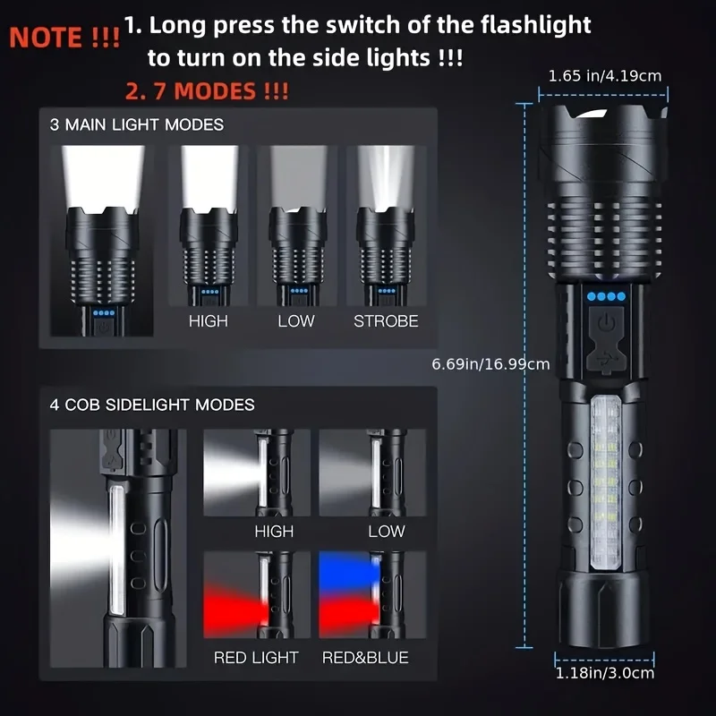 Powerful XHP50 LED Flashlight  - Camping Cooking Fish recension och pris