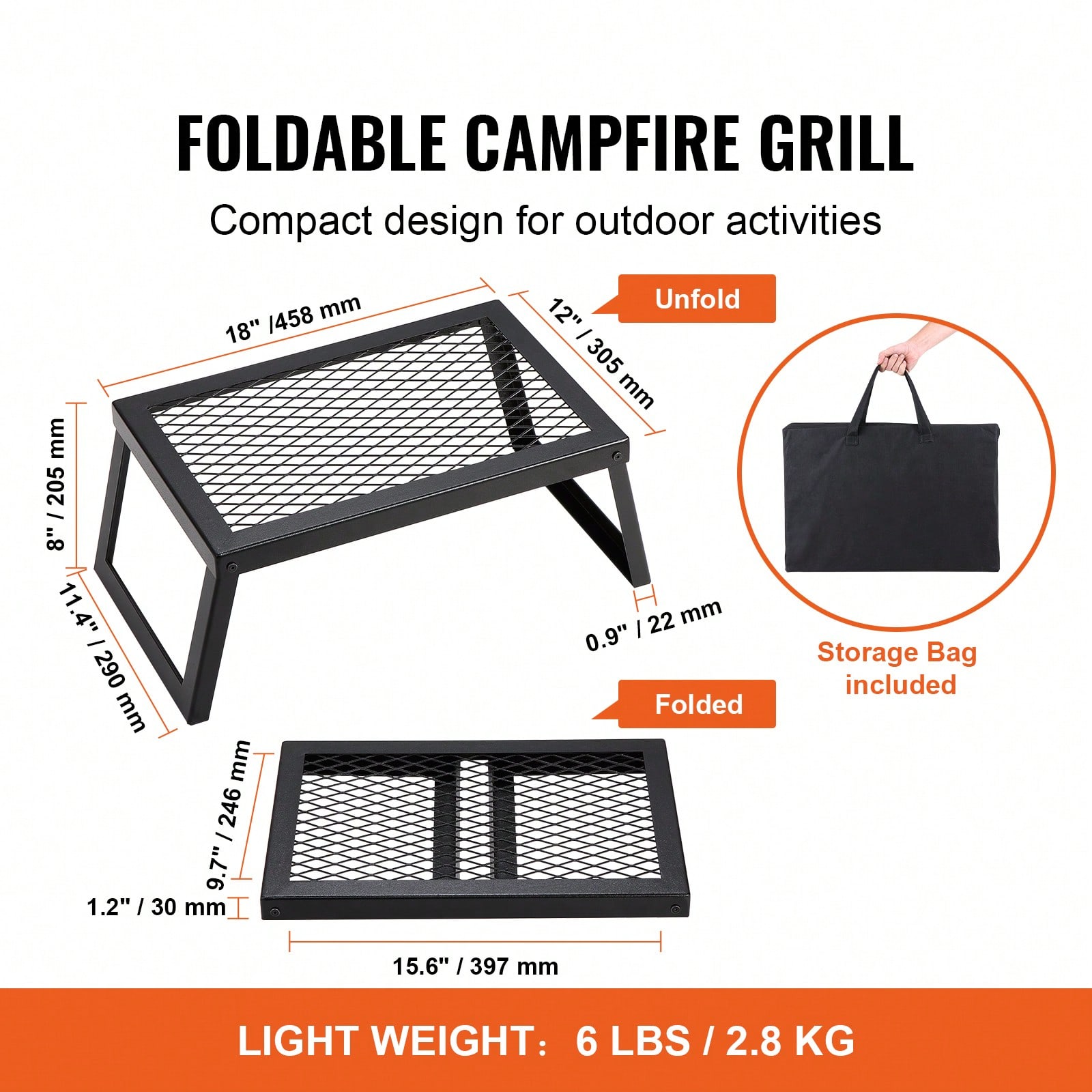 Folding/Swivel Campfire Grill, - Camping Cooking Over Fire recension och pris
