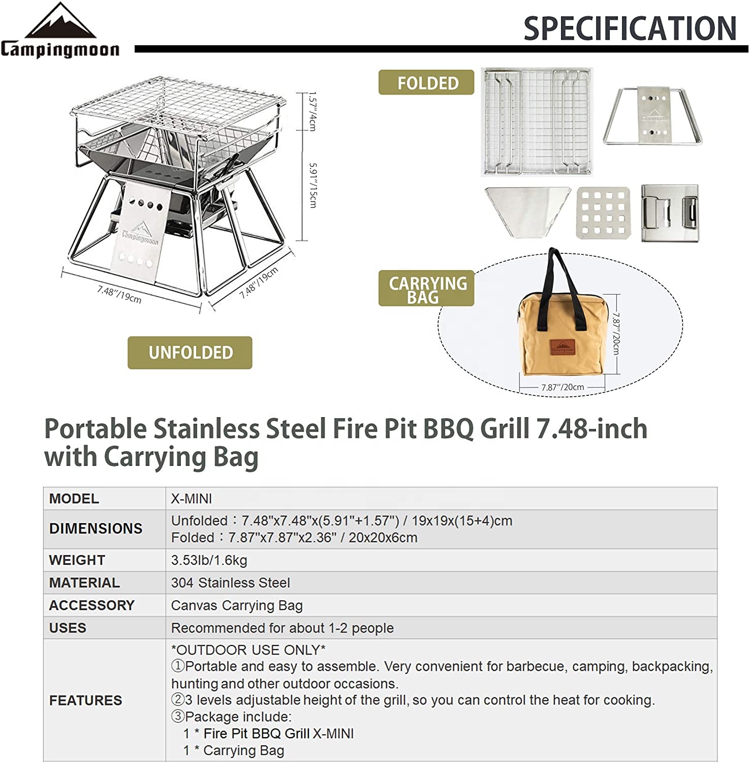 Campingmoon Outdoor Camping Bb - Camping Cooking Grate recension och pris