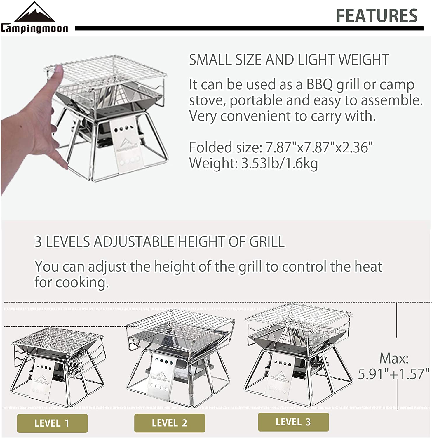 Campingmoon Outdoor Camping Bb - Camping Cooking Grate recension och pris
