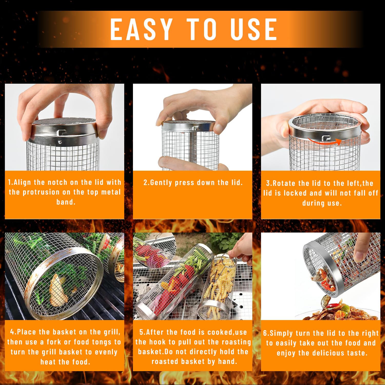 2 Pieces Rolling Grilling Bask - Camping Cooking Gear Set recension och pris