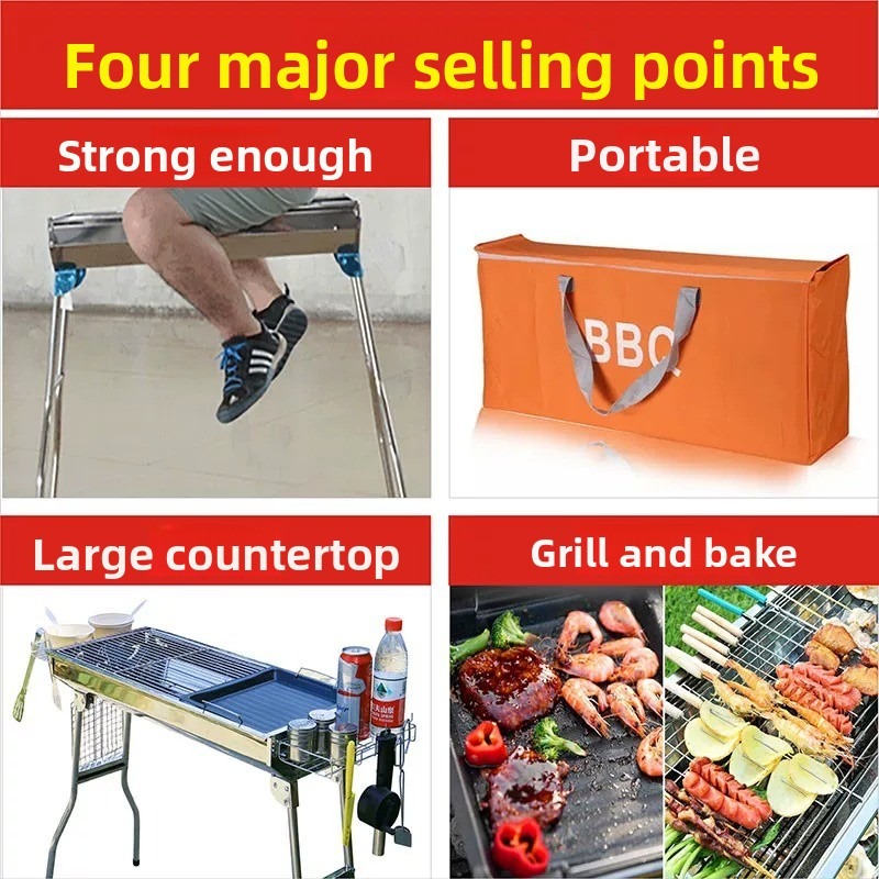 Large Folding Charcoal Barbecu - Camp Grill Portable Folding recension och pris