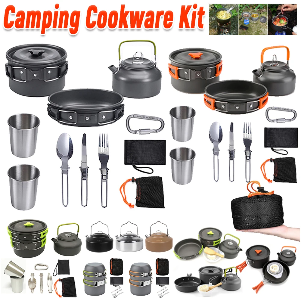 Camping Cookware Kit Kettle Po - Camping Cooking Pan Set recension och pris