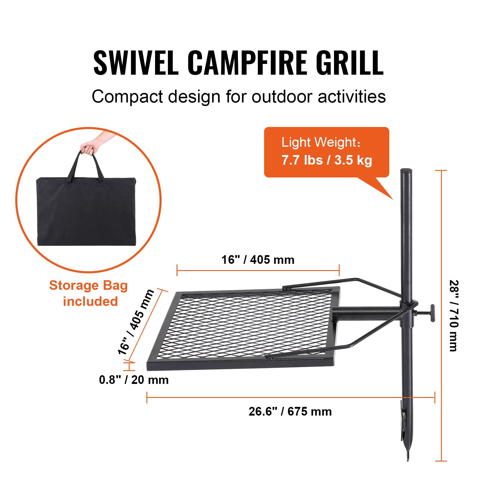 Swivel Campfire Grill, Fire Pi - Camping Cooking Over Fire recension och pris