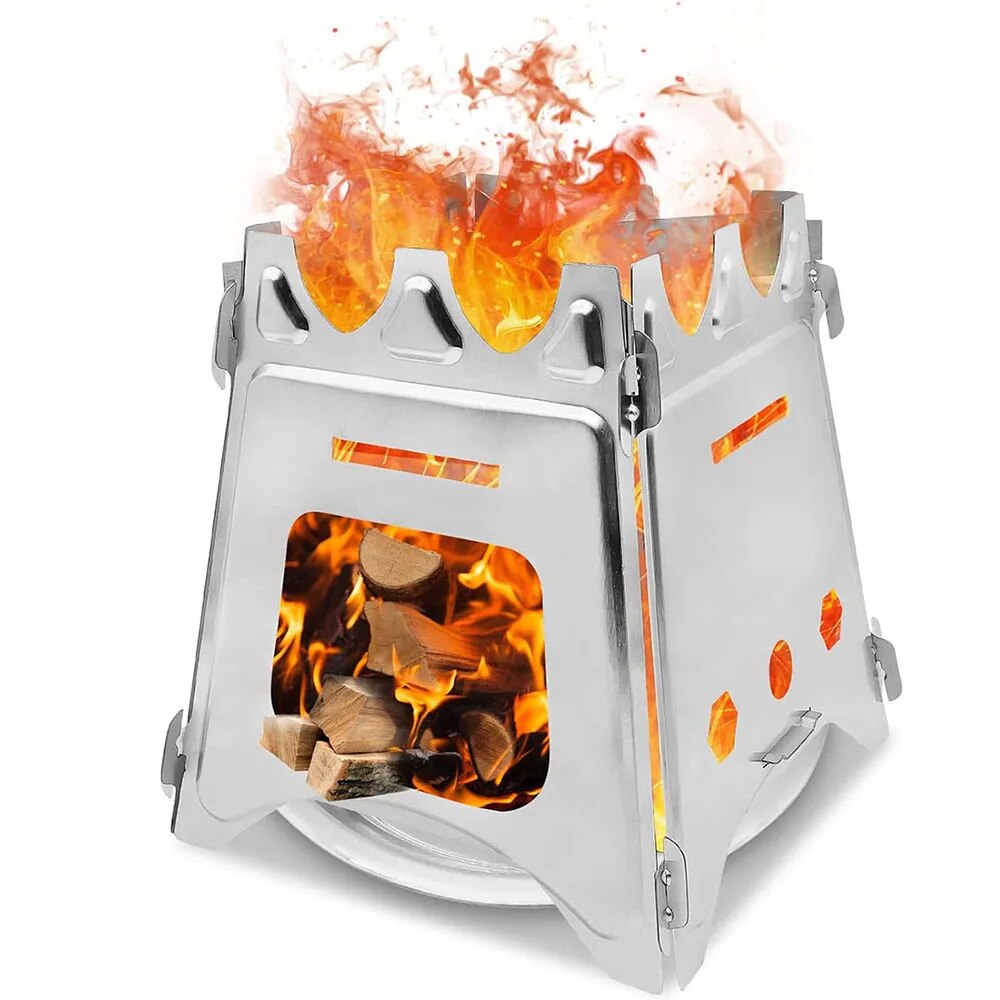 Portable Camping Wood Stove wi - Camping Cooking Grate recension och pris