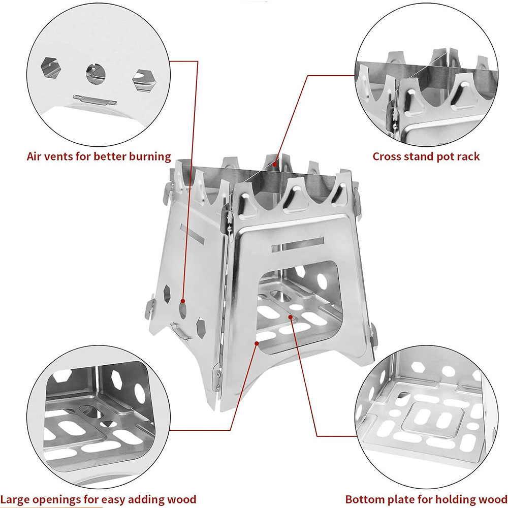 Portable Camping Wood Stove wi - Camping Cooking Grate recension och pris