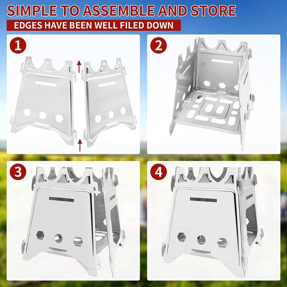 Portable Camping Wood Stove wi - Camping Cooking Grate recension och pris